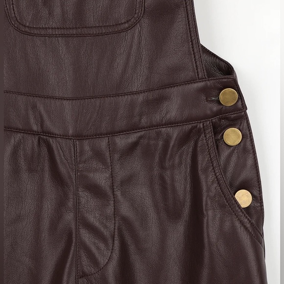 Lulus Vegan Leather Overalls 💜 Plum Purple - Picture 5 of 5